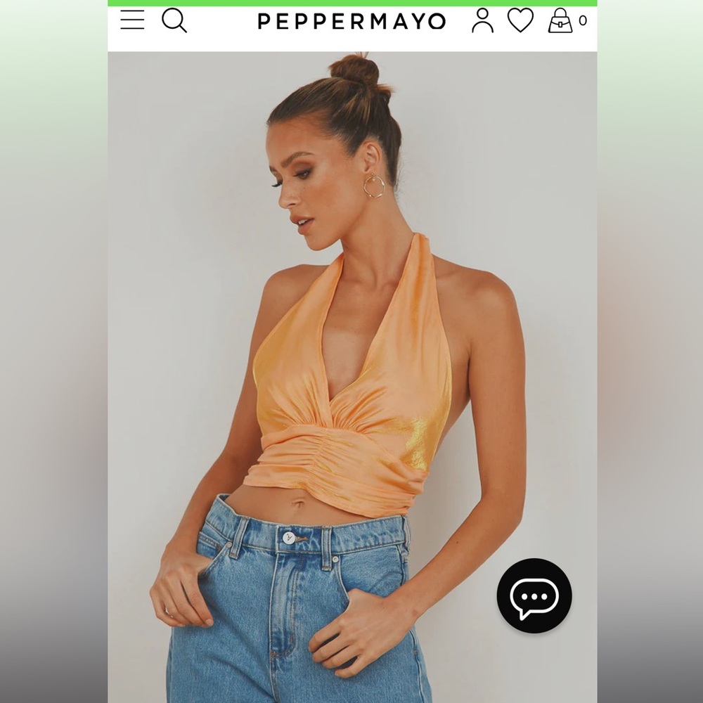 Peppermayo Betty Halter Neck Top - Mango Shimmer size 6